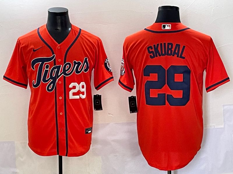Men 2025 Detroit Tigers #29 Skubal Orange Game Nike MLB Jersey style 2->detroit tigers->MLB Jersey